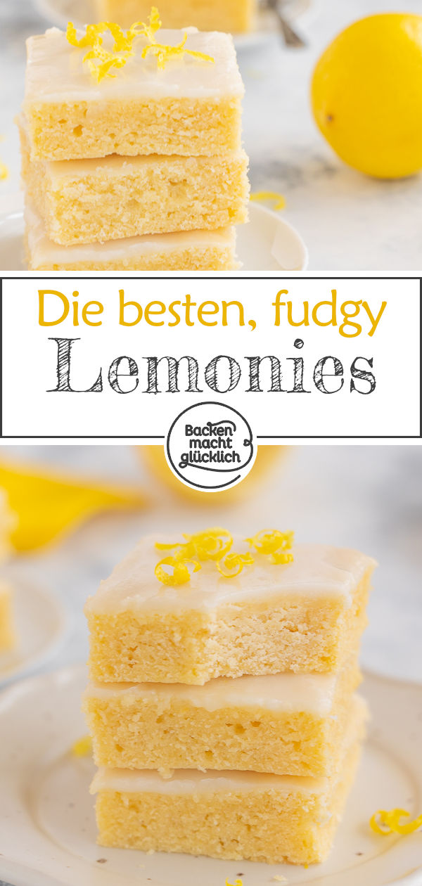 Diese Lemon Blondies sind einfach genial, blitzschnell gemacht, herrlich fudgy & saftig. Backt die Zitronen-Brownies gleich nach!