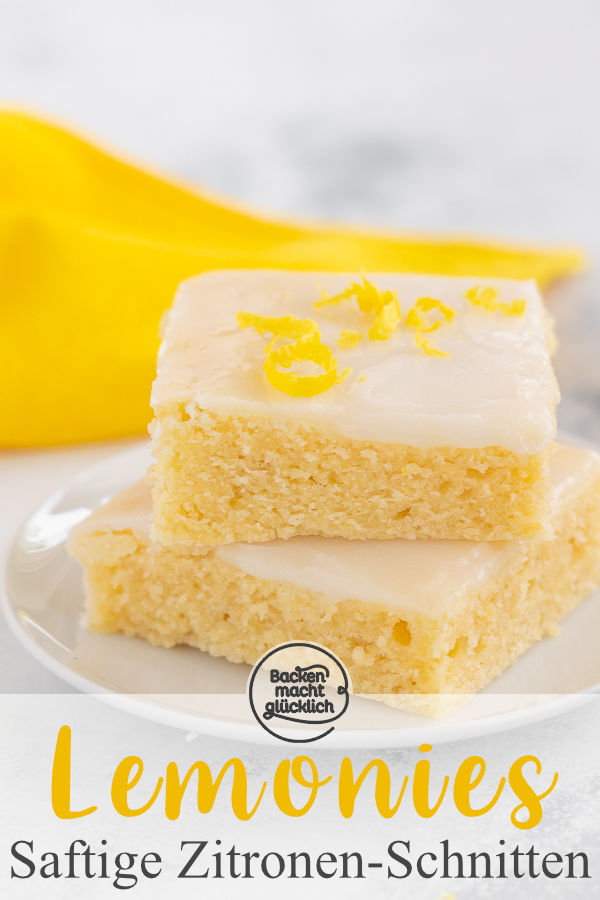 Diese Lemon Blondies sind einfach genial, blitzschnell gemacht, herrlich fudgy & saftig. Backt die Zitronen-Brownies gleich nach!