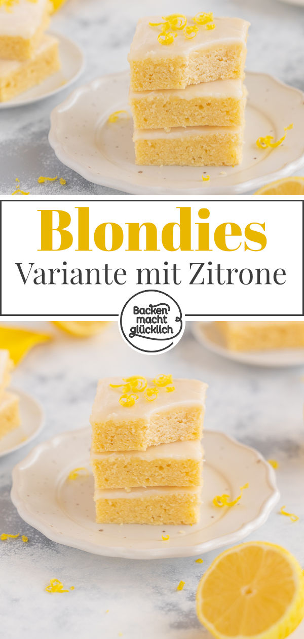 Diese Lemon Blondies sind einfach genial, blitzschnell gemacht, herrlich fudgy & saftig. Backt die Zitronen-Brownies gleich nach!
