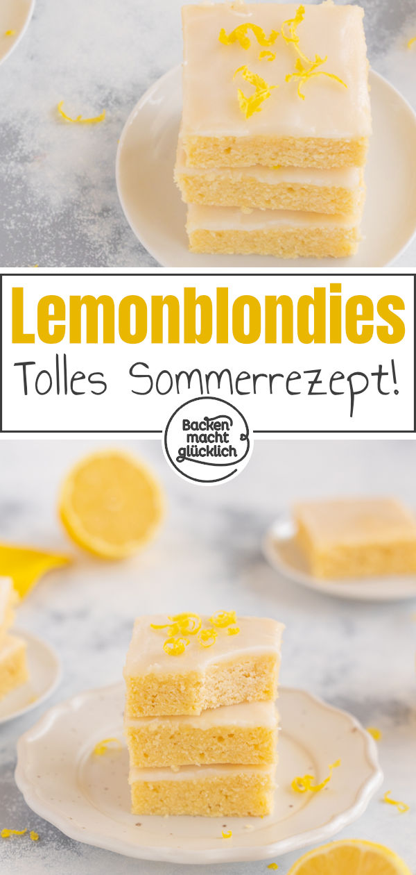 Diese Lemon Blondies sind einfach genial, blitzschnell gemacht, herrlich fudgy & saftig. Backt die Zitronen-Brownies gleich nach!