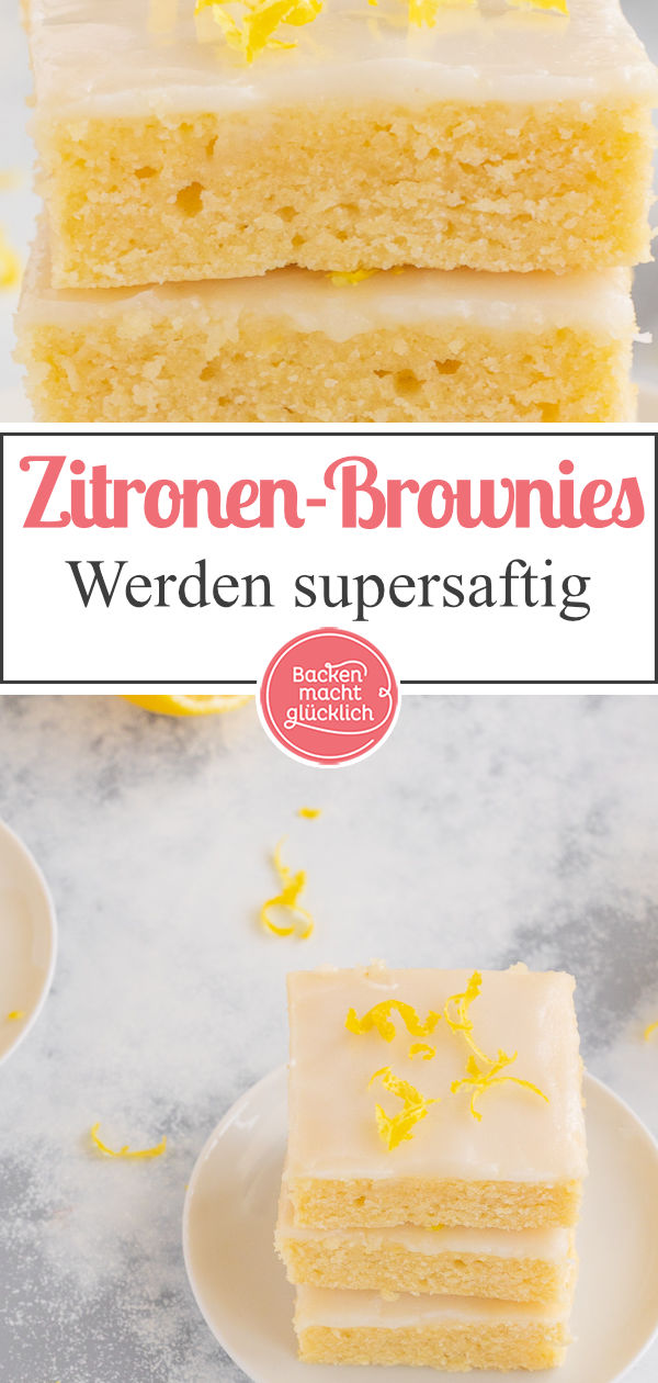 Diese Lemon Blondies sind einfach genial, blitzschnell gemacht, herrlich fudgy & saftig. Backt die Zitronen-Brownies gleich nach!