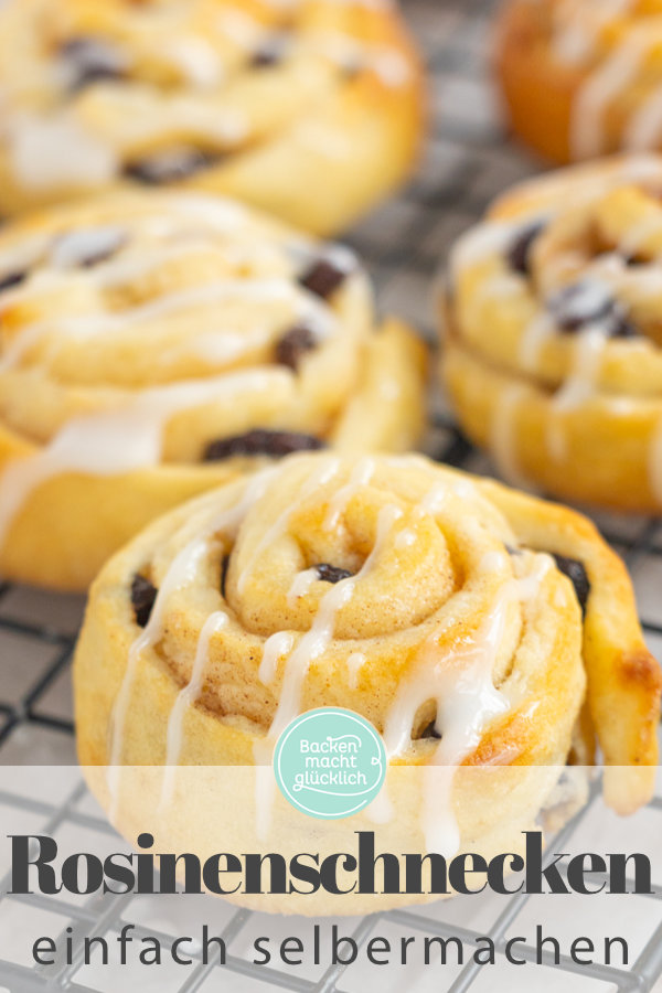 Saftige und fluffige Schnecken mit Rosinenfüllung, die durch Quark-Öl-Teig ganz ohne Gehzeit  direkt gebacken werden können