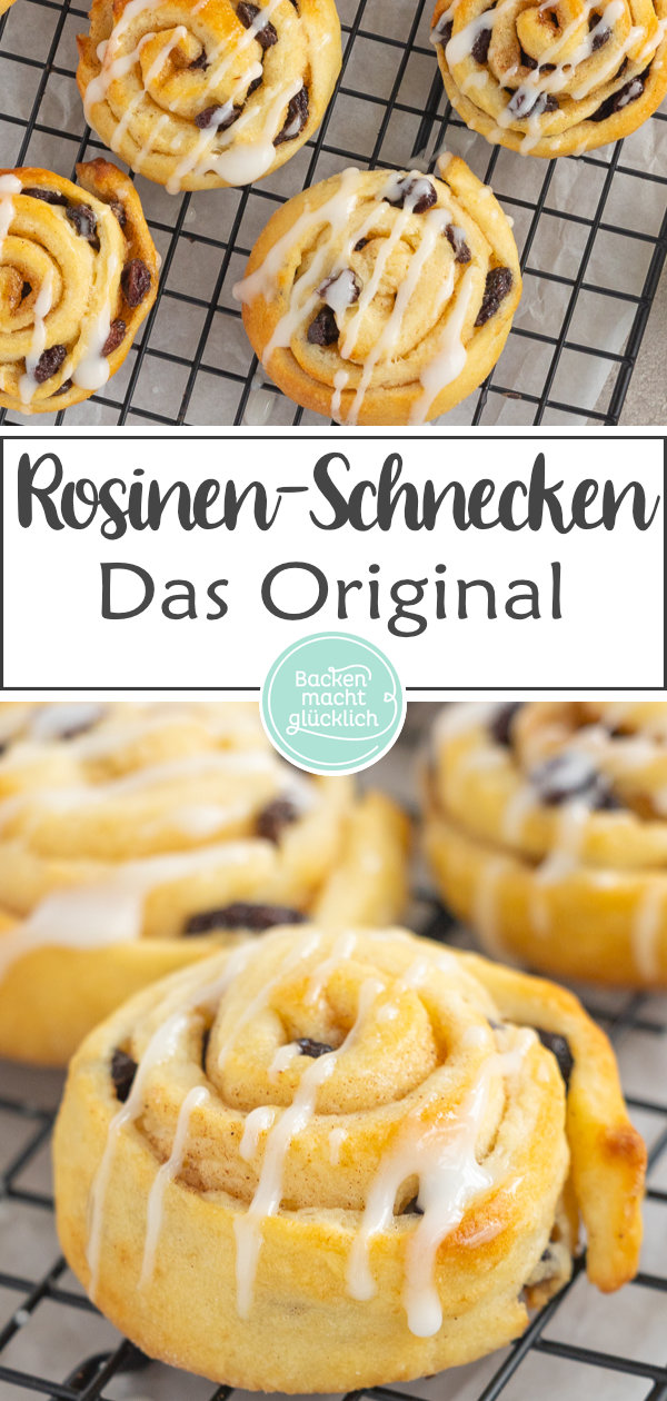 Saftige und fluffige Schnecken mit Rosinenfüllung, die durch Quark-Öl-Teig ganz ohne Gehzeit  direkt gebacken werden können