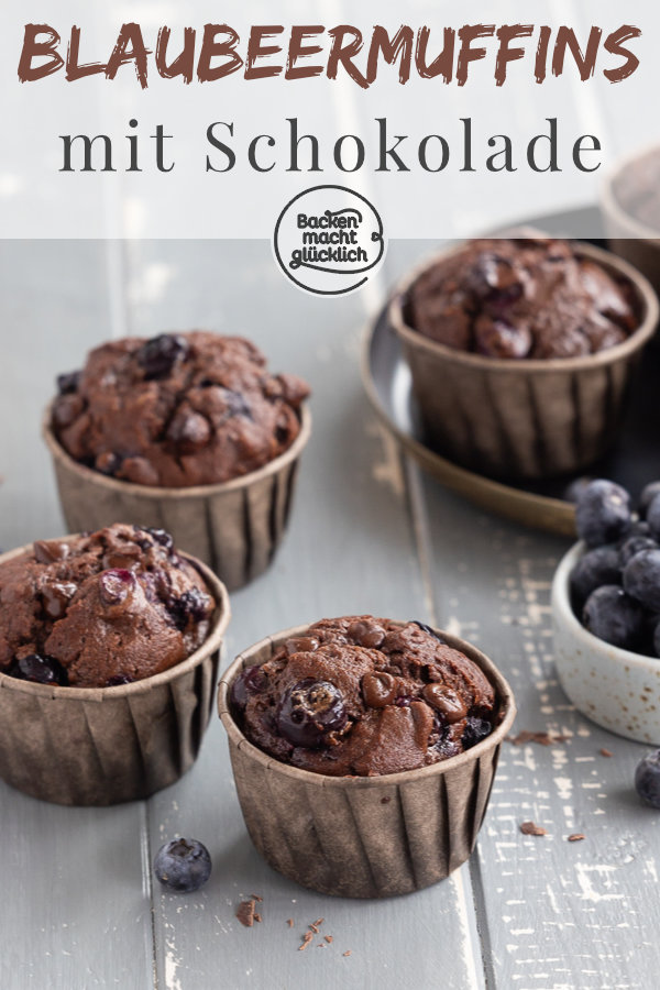 Super saftige Schoko-Blaubeer-Muffins: einfach und schnell gemacht, kommt immer gut an! Am besten gleich testen.
