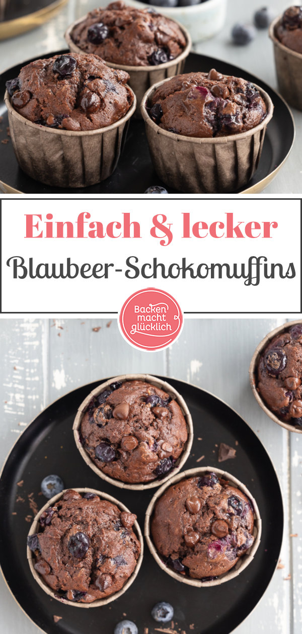 Super saftige Schoko-Blaubeer-Muffins: einfach und schnell gemacht, kommt immer gut an! Am besten gleich testen.