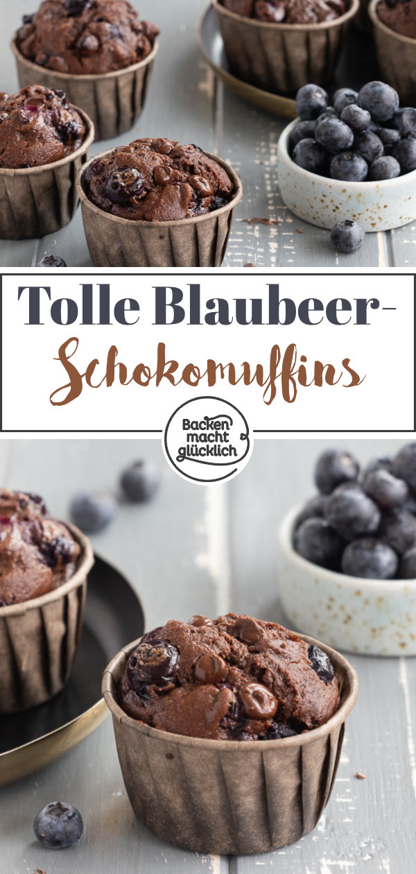 Super saftige Schoko-Blaubeer-Muffins: einfach und schnell gemacht, kommt immer gut an! Am besten gleich testen.