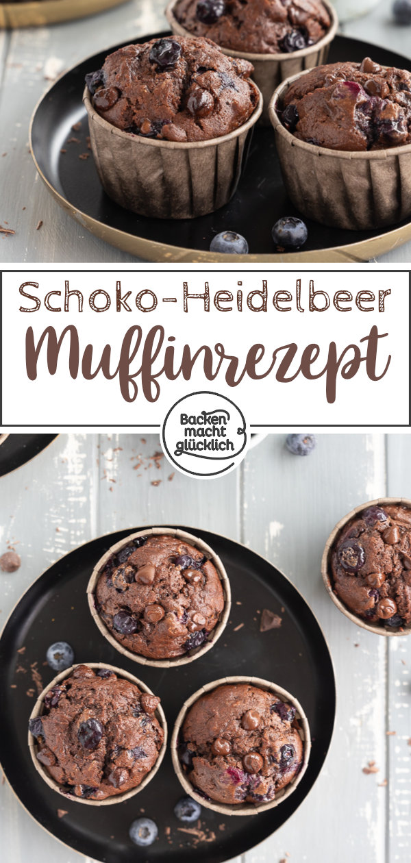 Super saftige Schoko-Blaubeer-Muffins: einfach und schnell gemacht, kommt immer gut an! Am besten gleich testen.