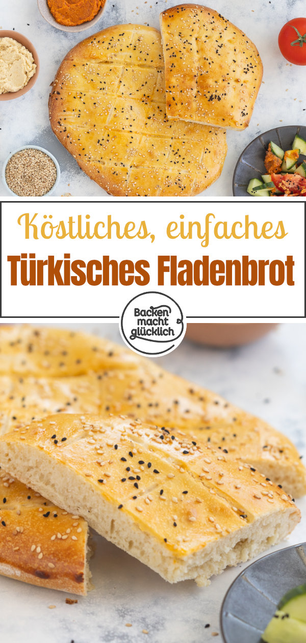 Original-Rezept für Türkisches Fladenbrot: einfach zu backen, schön soft und außen goldgelb-knusprig.