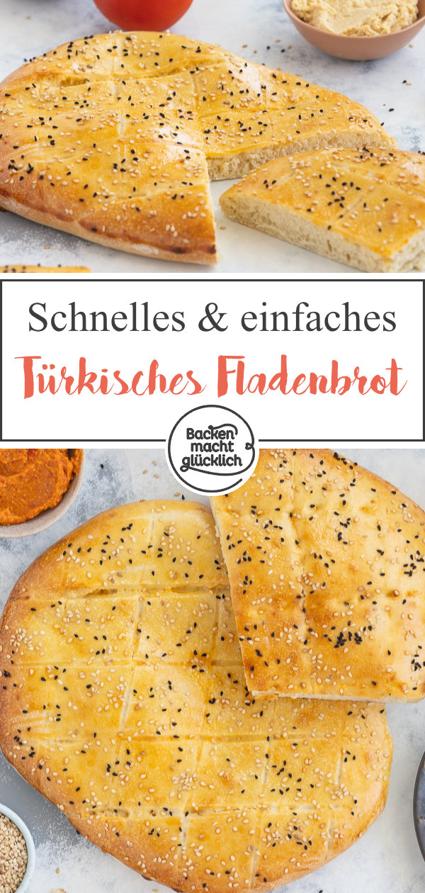 Original-Rezept für Türkisches Fladenbrot: einfach zu backen, schön soft und außen goldgelb-knusprig.