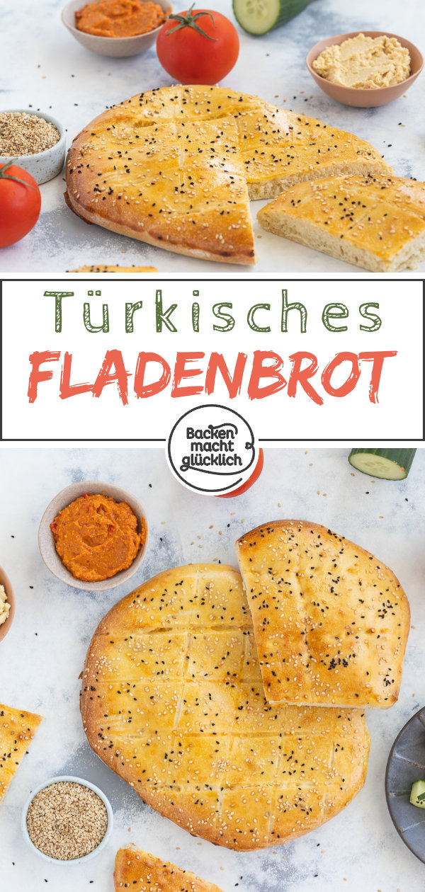 Original-Rezept für Türkisches Fladenbrot: einfach zu backen, schön soft und außen goldgelb-knusprig.