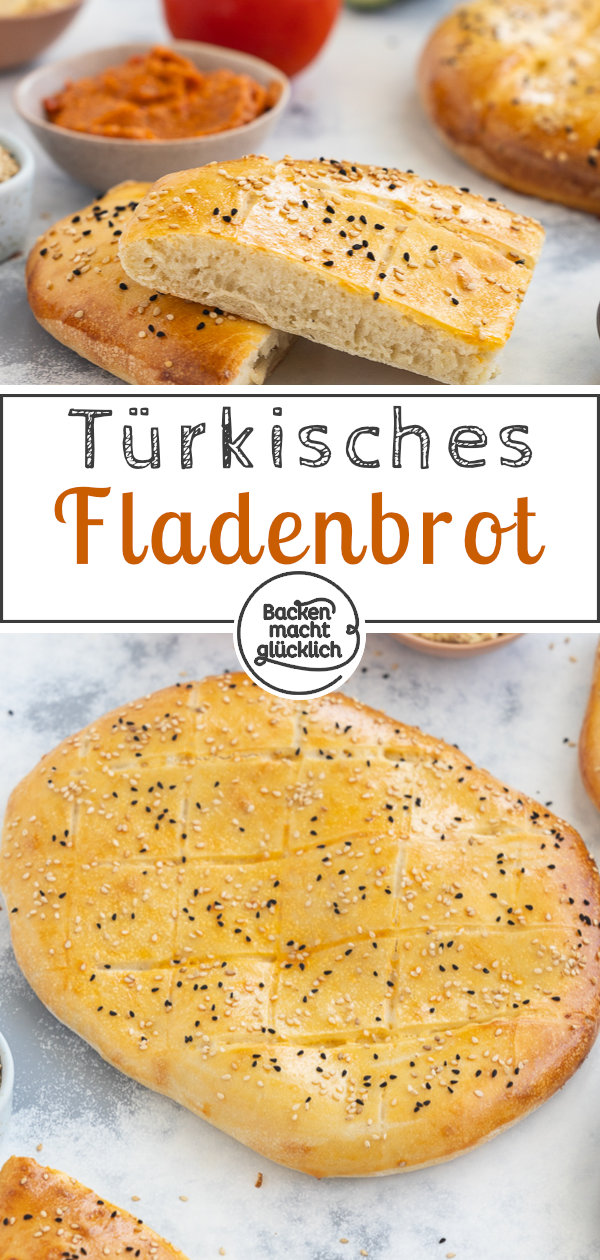 Original-Rezept für Türkisches Fladenbrot: einfach zu backen, schön soft und außen goldgelb-knusprig.