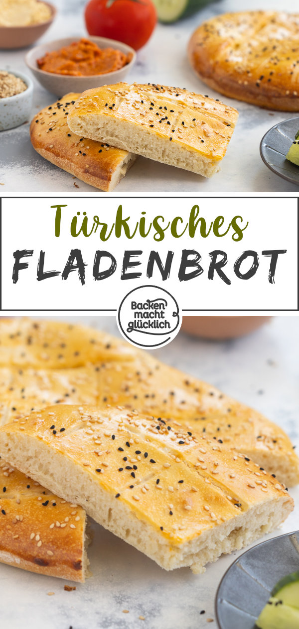 Original-Rezept für Türkisches Fladenbrot: einfach zu backen, schön soft und außen goldgelb-knusprig.