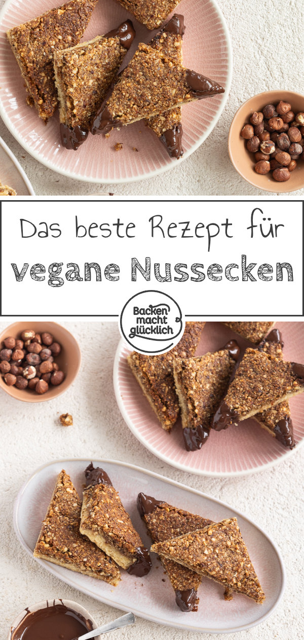 Super saftige vegane Nussecken ohne Ei, Butter, Milch und Spezialzutaten. Genauso köstlich wie der Klassiker.