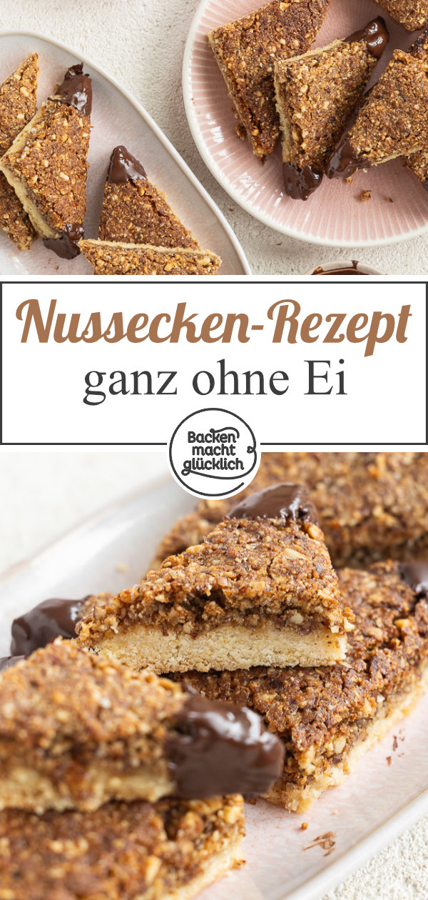 Super saftige vegane Nussecken ohne Ei, Butter, Milch und Spezialzutaten. Genauso köstlich wie der Klassiker.