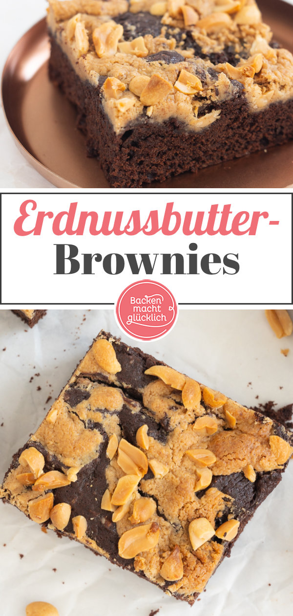 Superschokoladige saftige Erdnussbutter Brownies mit Peanut Butter Swirl: Genuss deluxe! Dieses Rezept müsst ihr testen ♥