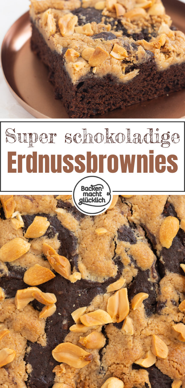 Superschokoladige saftige Erdnussbutter Brownies mit Peanut Butter Swirl: Genuss deluxe! Dieses Rezept müsst ihr testen ♥