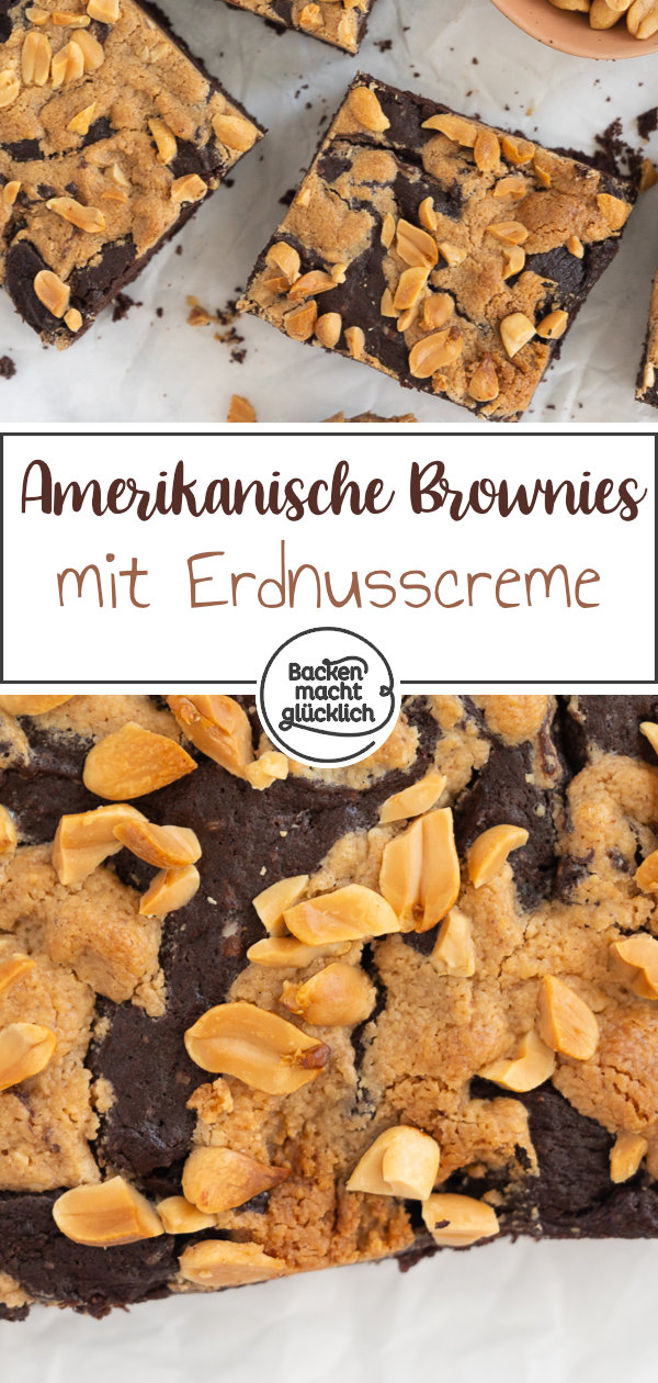 Superschokoladige saftige Erdnussbutter Brownies mit Peanut Butter Swirl: Genuss deluxe! Dieses Rezept müsst ihr testen ♥