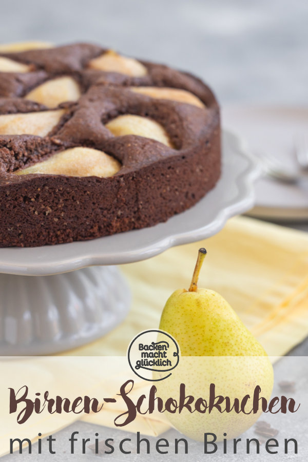 Einfacher saftiger Schoko-Birnenkuchen. Ein Herbst-Highlight! Schmeckt als Schokokuchen mit frischen Birnen oder eingemachten