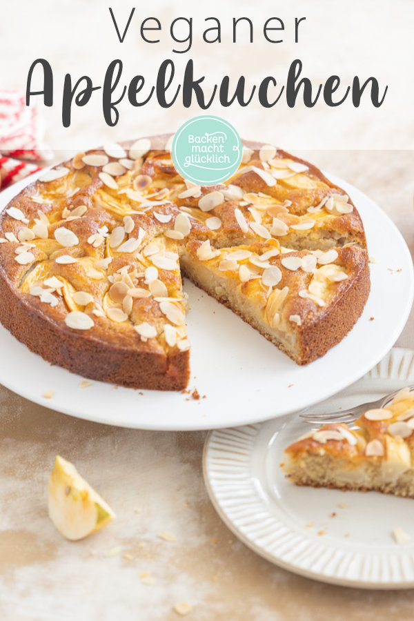 Omas saftiger veganer Apfelkuchen aus der Springform. Dieses schnelle Rezept mit Rührteig müsst ihr einfach testen!
