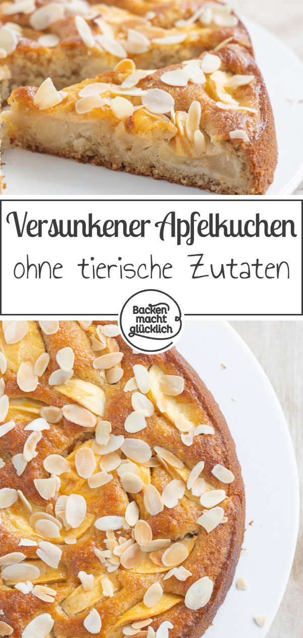 Omas saftiger veganer Apfelkuchen aus der Springform. Dieses schnelle Rezept mit Rührteig müsst ihr einfach testen!