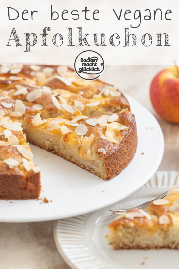 Omas saftiger veganer Apfelkuchen aus der Springform. Dieses schnelle Rezept mit Rührteig müsst ihr einfach testen!