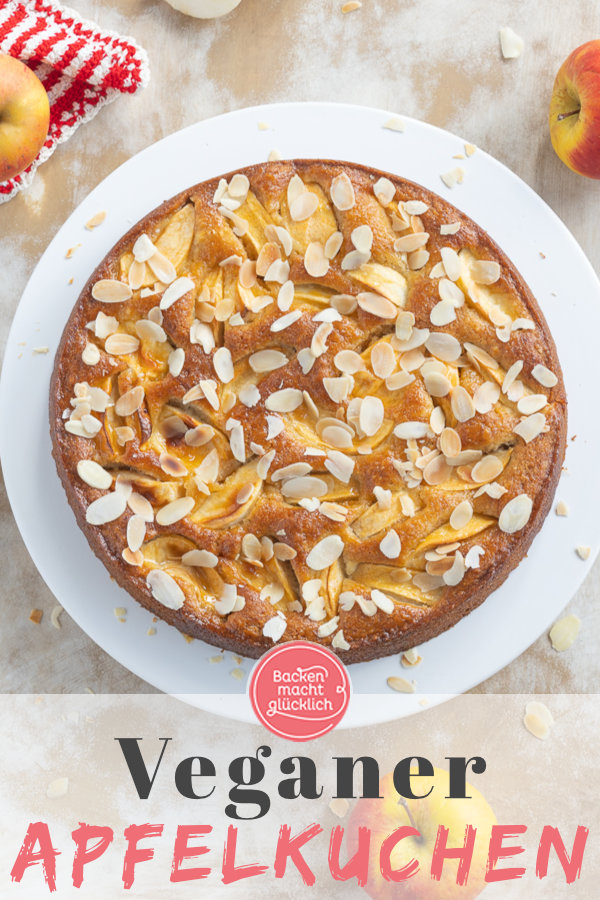 Omas saftiger veganer Apfelkuchen aus der Springform. Dieses schnelle Rezept mit Rührteig müsst ihr einfach testen!
