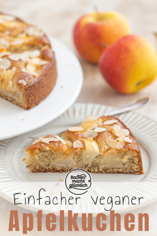 Omas saftiger veganer Apfelkuchen aus der Springform. Dieses schnelle Rezept mit Rührteig müsst ihr einfach testen!