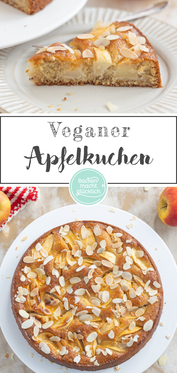 Omas saftiger veganer Apfelkuchen aus der Springform. Dieses schnelle Rezept mit Rührteig müsst ihr einfach testen!