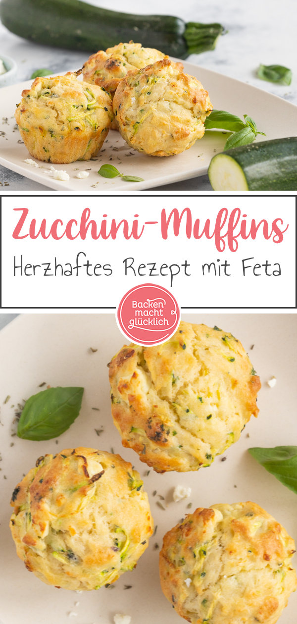 Herzhafte Zucchini-Muffins mit Feta und Kräutern: der perfekte pikante Snack, für Partys oder fürs Büro. Schmeckt auch Kindern!
