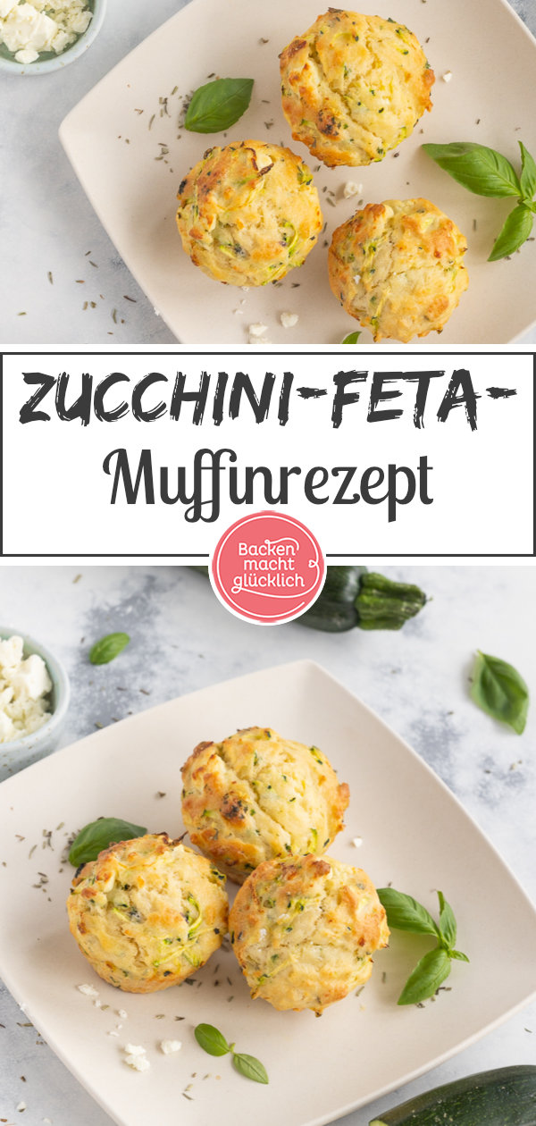 Herzhafte Zucchini-Muffins mit Feta und Kräutern: der perfekte pikante Snack, für Partys oder fürs Büro. Schmeckt auch Kindern!
