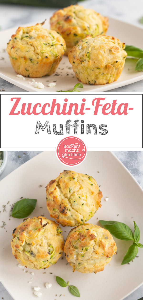 Herzhafte Zucchini-Muffins mit Feta und Kräutern: der perfekte pikante Snack, für Partys oder fürs Büro. Schmeckt auch Kindern!