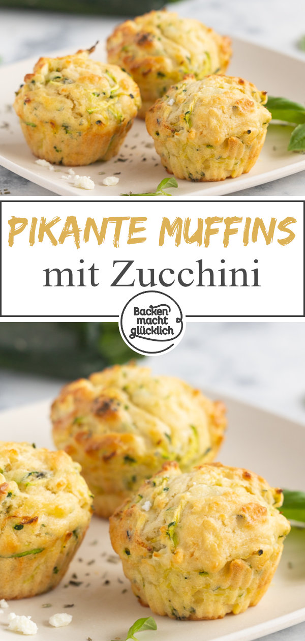 Herzhafte Zucchini-Muffins mit Feta und Kräutern: der perfekte pikante Snack, für Partys oder fürs Büro. Schmeckt auch Kindern!