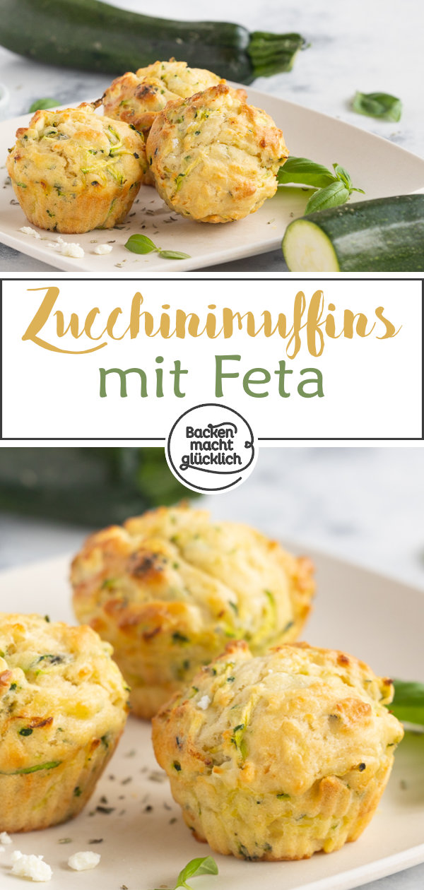 Herzhafte Zucchini-Muffins mit Feta und Kräutern: der perfekte pikante Snack, für Partys oder fürs Büro. Schmeckt auch Kindern!