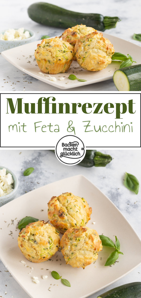 Herzhafte Zucchini-Muffins mit Feta und Kräutern: der perfekte pikante Snack, für Partys oder fürs Büro. Schmeckt auch Kindern!