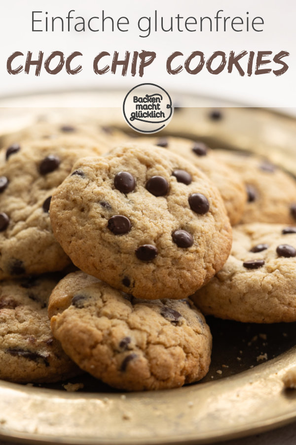 Himmlische Chocolate Chip Cookies ohne Gluten: einfach, nur Standardzutaten, super lecker. Diese glutenfreien Cookies müsst ihr testen.