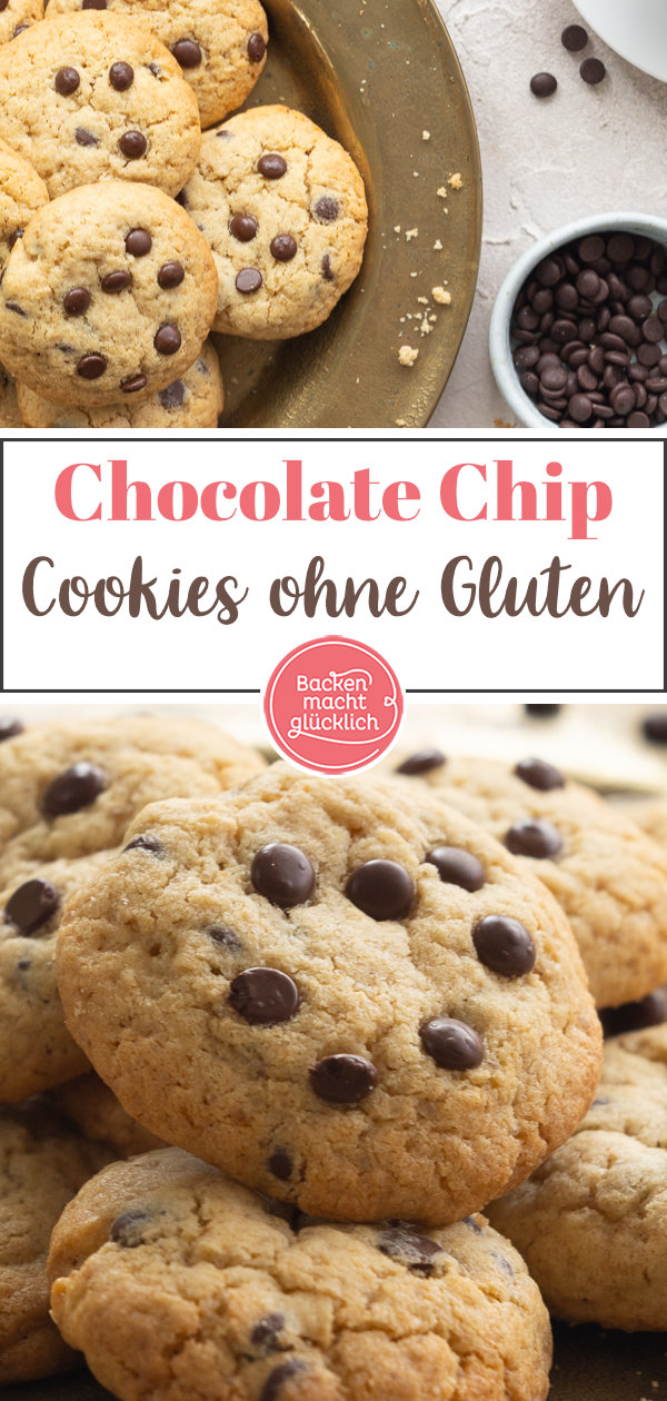 Himmlische Chocolate Chip Cookies ohne Gluten: einfach, nur Standardzutaten, super lecker. Diese glutenfreien Cookies müsst ihr testen.