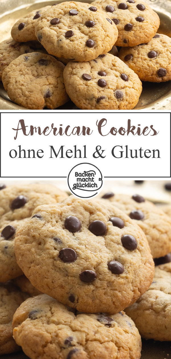 Himmlische Chocolate Chip Cookies ohne Gluten: einfach, nur Standardzutaten, super lecker. Diese glutenfreien Cookies müsst ihr testen.