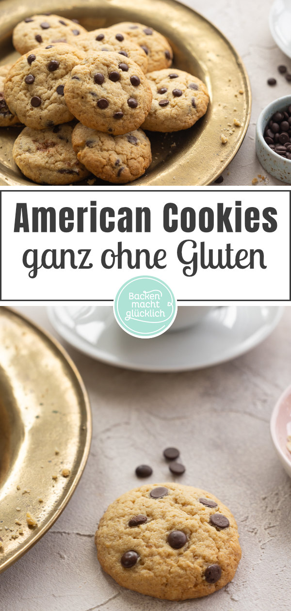 Himmlische Chocolate Chip Cookies ohne Gluten: einfach, nur Standardzutaten, super lecker. Diese glutenfreien Cookies müsst ihr testen.