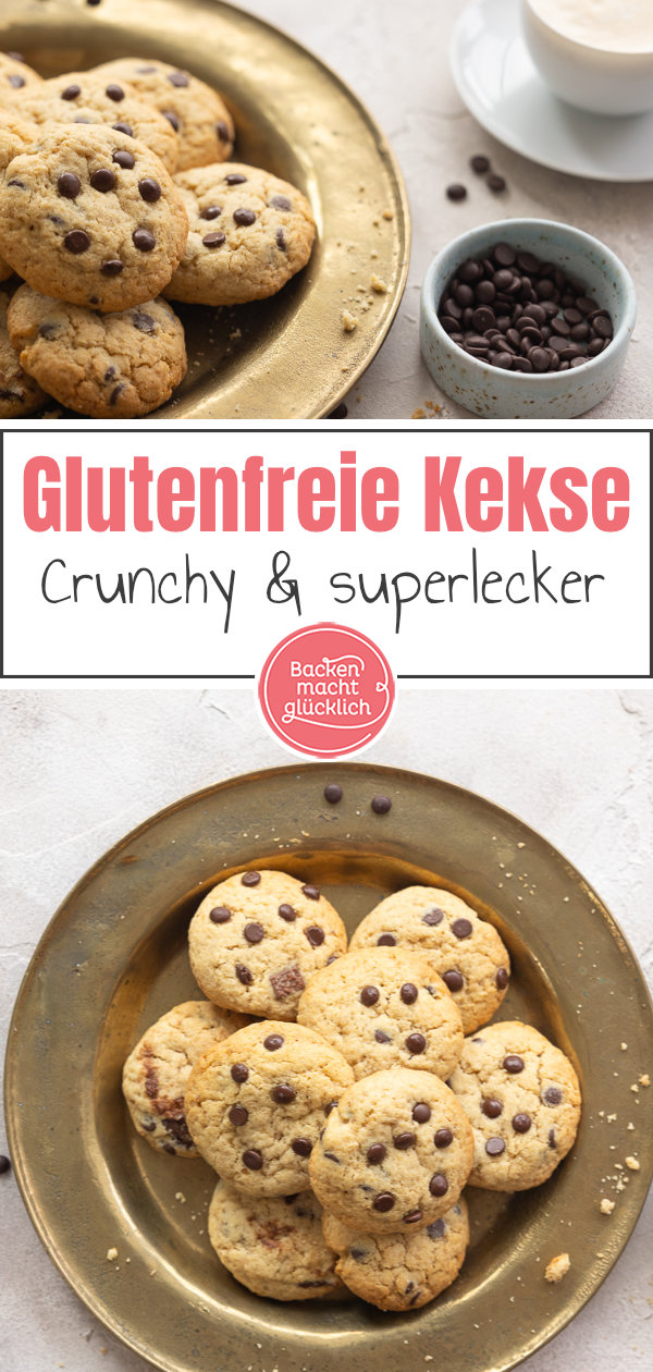 Himmlische Chocolate Chip Cookies ohne Gluten: einfach, nur Standardzutaten, super lecker. Diese glutenfreien Cookies müsst ihr testen.