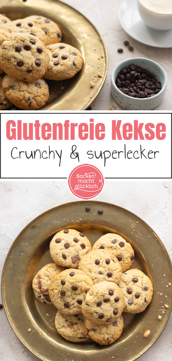 Himmlische Chocolate Chip Cookies ohne Gluten: einfach, nur Standardzutaten, super lecker. Diese glutenfreien Cookies müsst ihr testen.