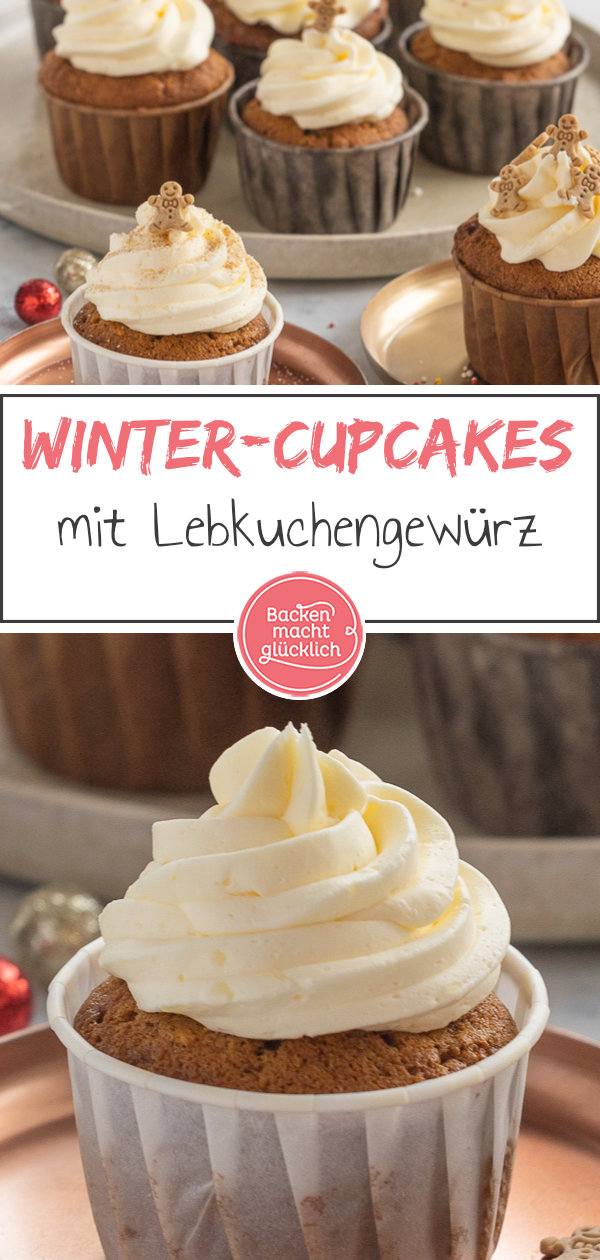 Himmlische Lebkuchen-Cupcakes mit Frosting: super saftig, einfach zu backen, aromatisch & ein echter Hingucker ♥ Gleich testen!