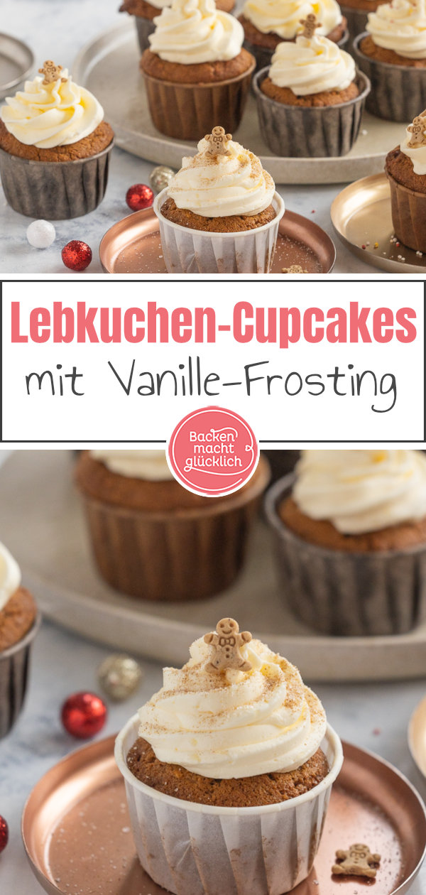 Himmlische Lebkuchen-Cupcakes mit Frosting: super saftig, einfach zu backen, aromatisch & ein echter Hingucker ♥ Gleich testen!