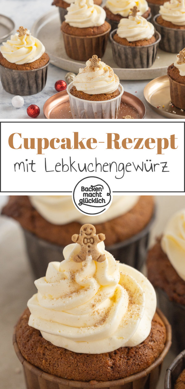 Himmlische Lebkuchen-Cupcakes mit Frosting: super saftig, einfach zu backen, aromatisch & ein echter Hingucker ♥ Gleich testen!