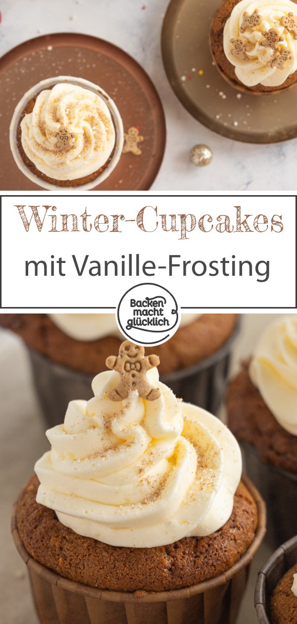 Himmlische Lebkuchen-Cupcakes mit Frosting: super saftig, einfach zu backen, aromatisch & ein echter Hingucker ♥ Gleich testen!