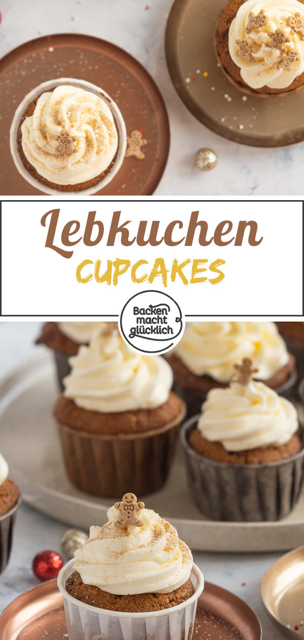 Himmlische Lebkuchen-Cupcakes mit Frosting: super saftig, einfach zu backen, aromatisch & ein echter Hingucker ♥ Gleich testen!