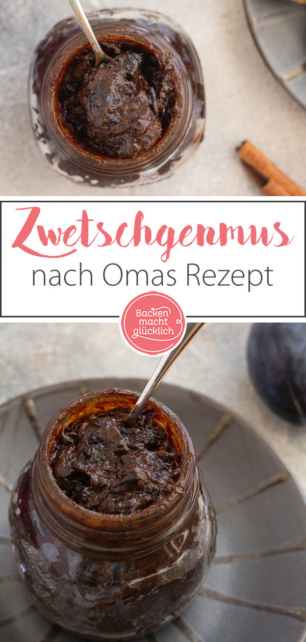 Omas Pflaumenmus-Rezept ist herrlich! Funktioniert im Backofen oder im Topf. Ein köstlicher herbstlicher Brotaufstrich.