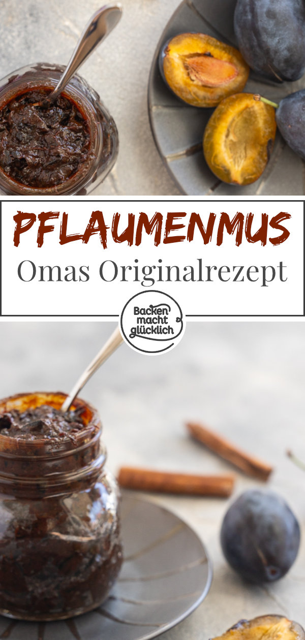 Omas Pflaumenmus-Rezept ist herrlich! Funktioniert im Backofen oder im Topf. Ein köstlicher herbstlicher Brotaufstrich.