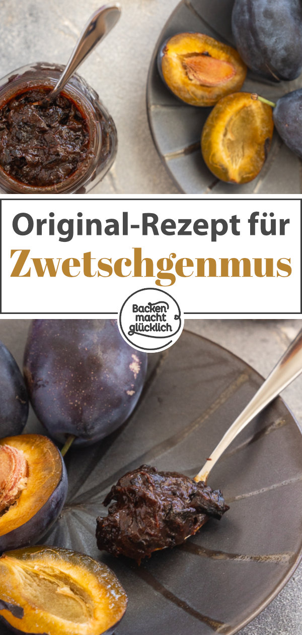 Omas Pflaumenmus-Rezept ist herrlich! Funktioniert im Backofen oder im Topf. Ein köstlicher herbstlicher Brotaufstrich.