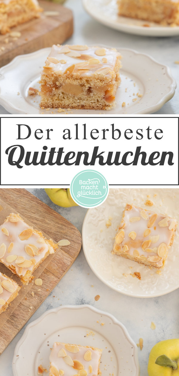 Omas gedeckter Quittenkuchen mit Mürbeteig. Super fein & lecker. Ein toller Blechkuchen mit Quitten für den Herbst!