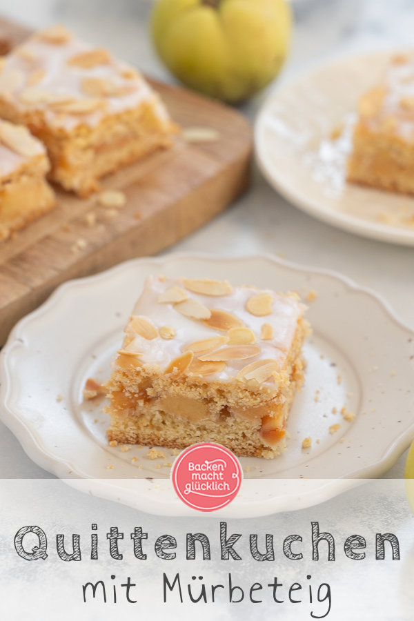 Omas gedeckter Quittenkuchen mit Mürbeteig. Super fein & lecker. Ein toller Blechkuchen mit Quitten für den Herbst!